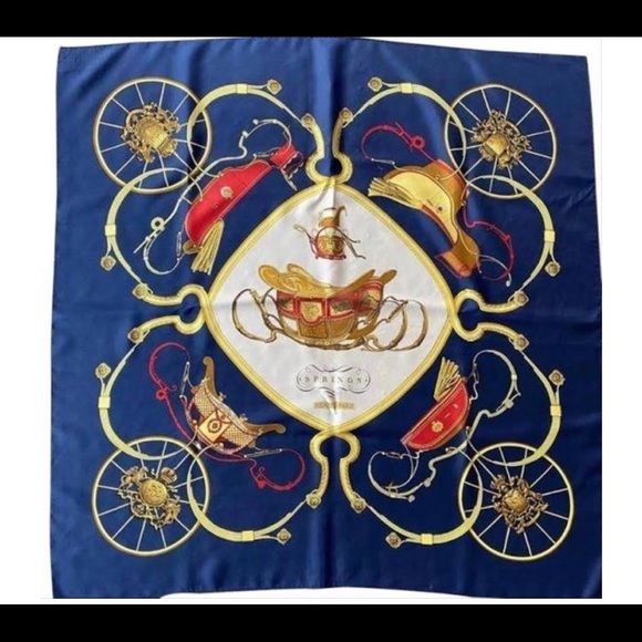 💯 Authentic Hermes Ledoux Springs Carriage Scarf - Picture 12 of 12